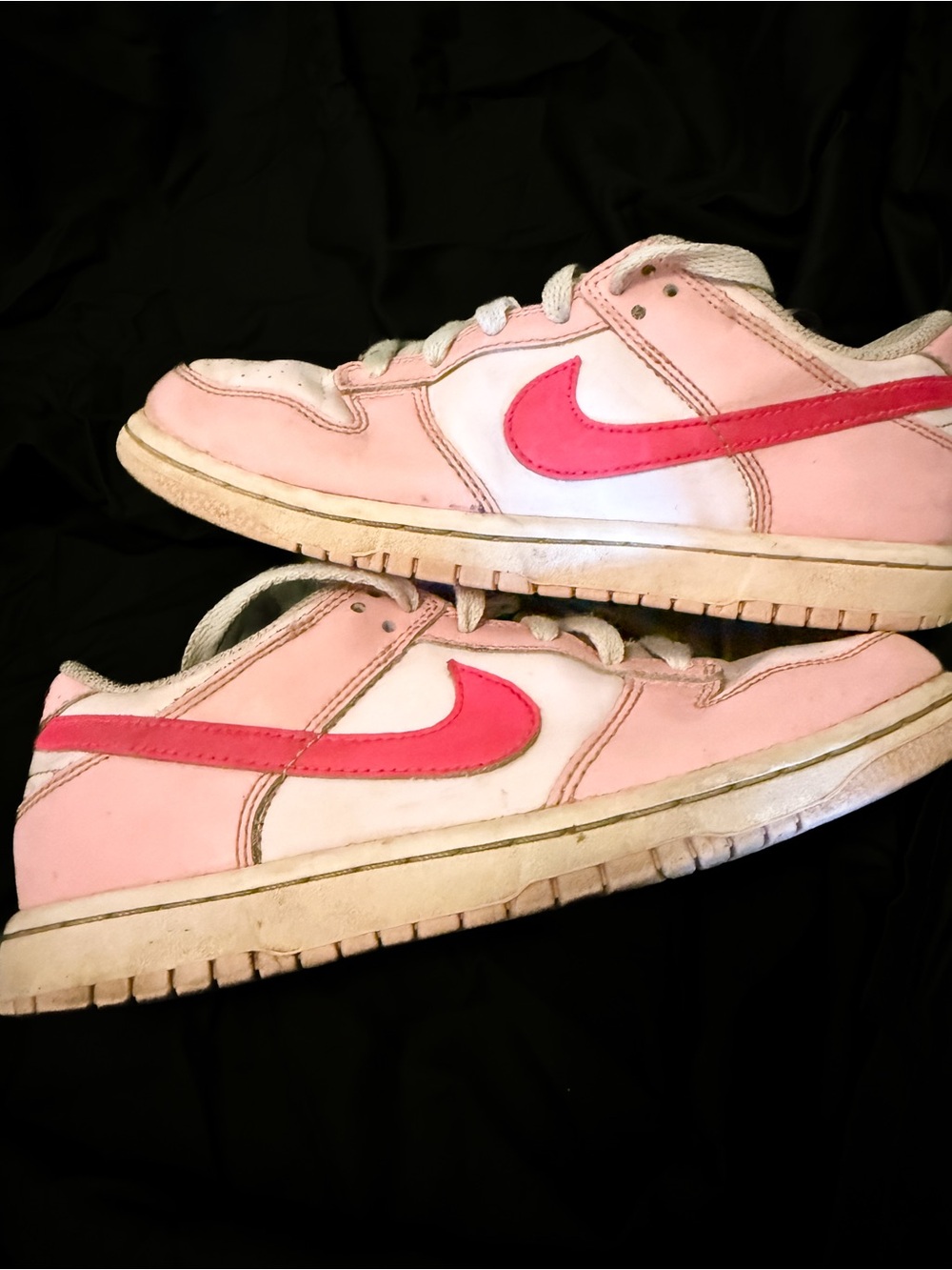 Nike Pink & White Low Top Sneakers with Hot Pink Swoosh